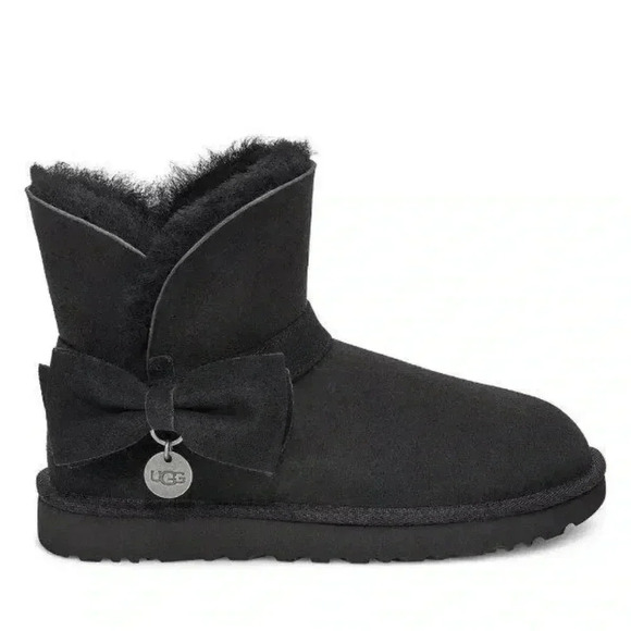 UGG Womens Black Classic Suede Mini Bow Boots Sz‎ 6